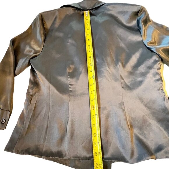 Vtg ICE Womens Gray Silk Satin Jacket Open Front Lined Sz Medium - Picture 7 of 12